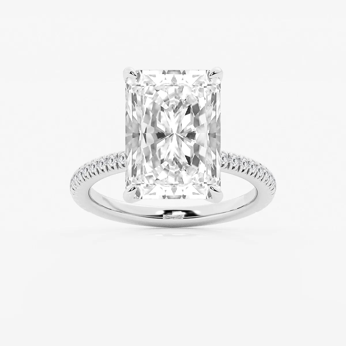 Calista Diamond Scalloped Pavé Solitaire Engagement Ring with Side Accents