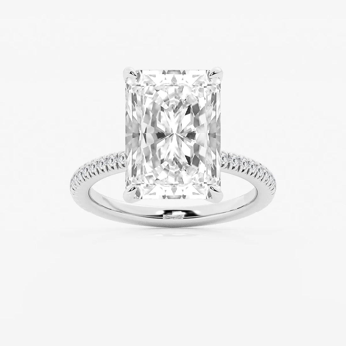 Calista Diamond Scalloped Pavé Solitaire Engagement Ring with Side Accents