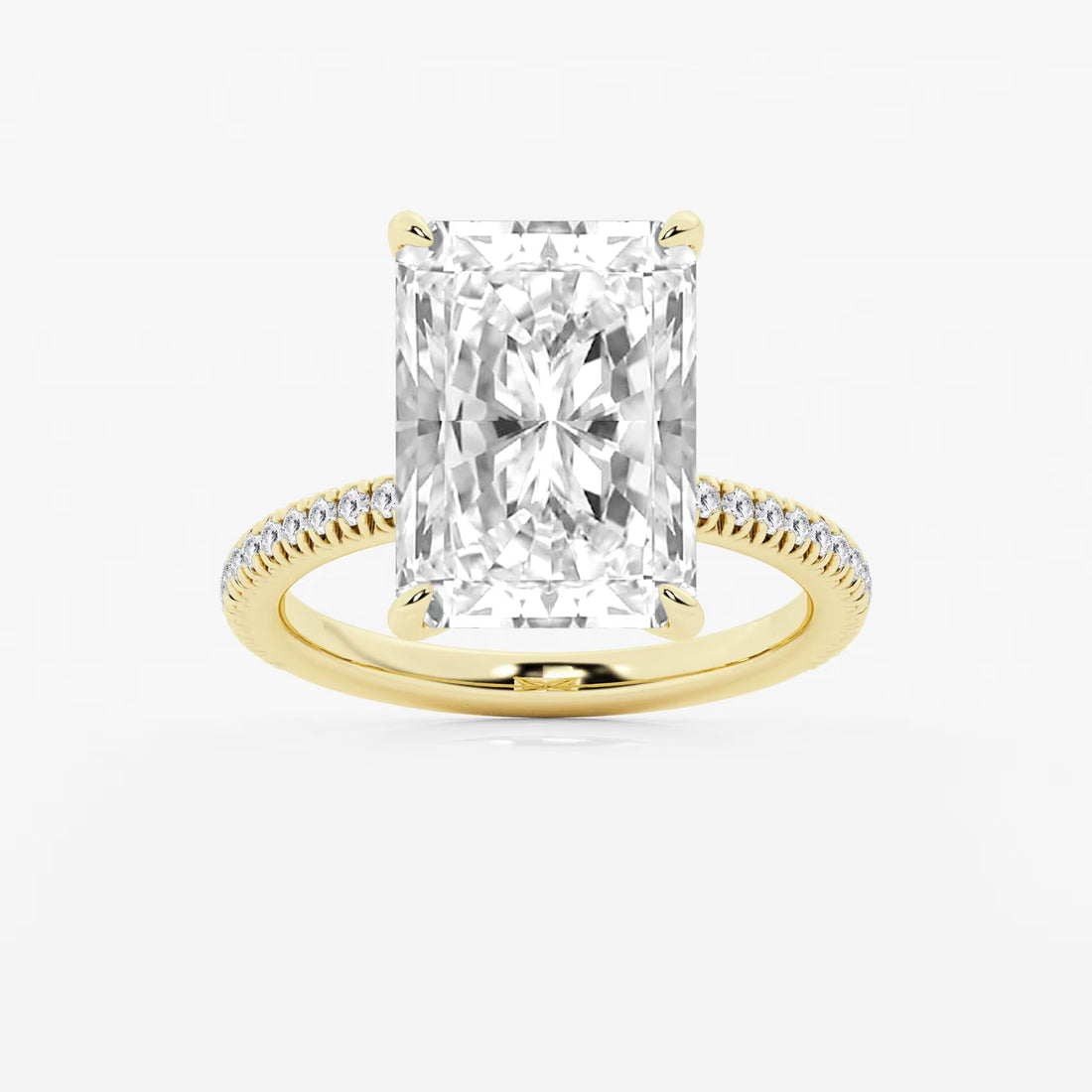 Calista Diamond Scalloped Pavé Solitaire Engagement Ring with Side Accents