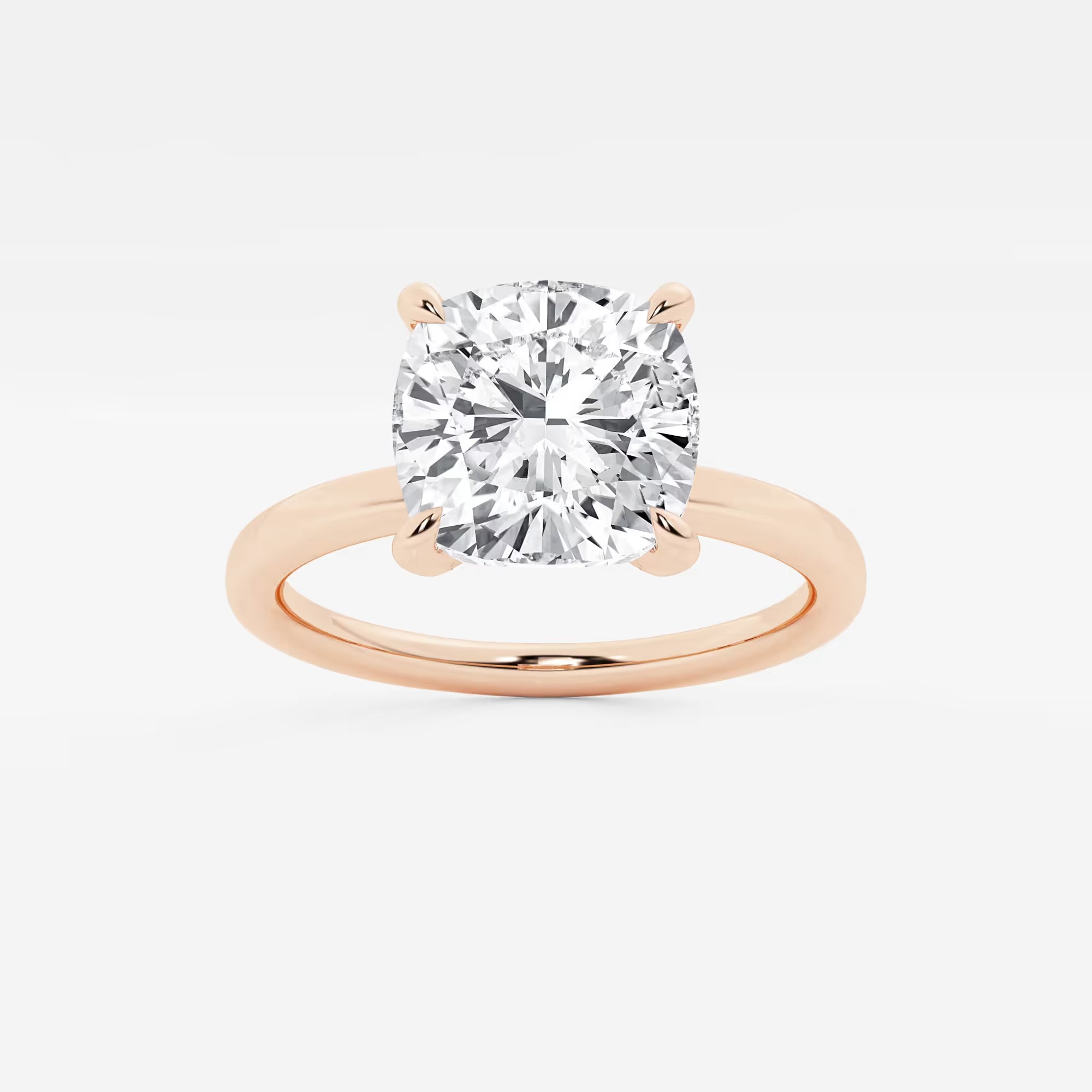 Seraphine Cushion Lab-Grown Diamond Pave Prong Solitaire Engagement Ring with Hidden Accents