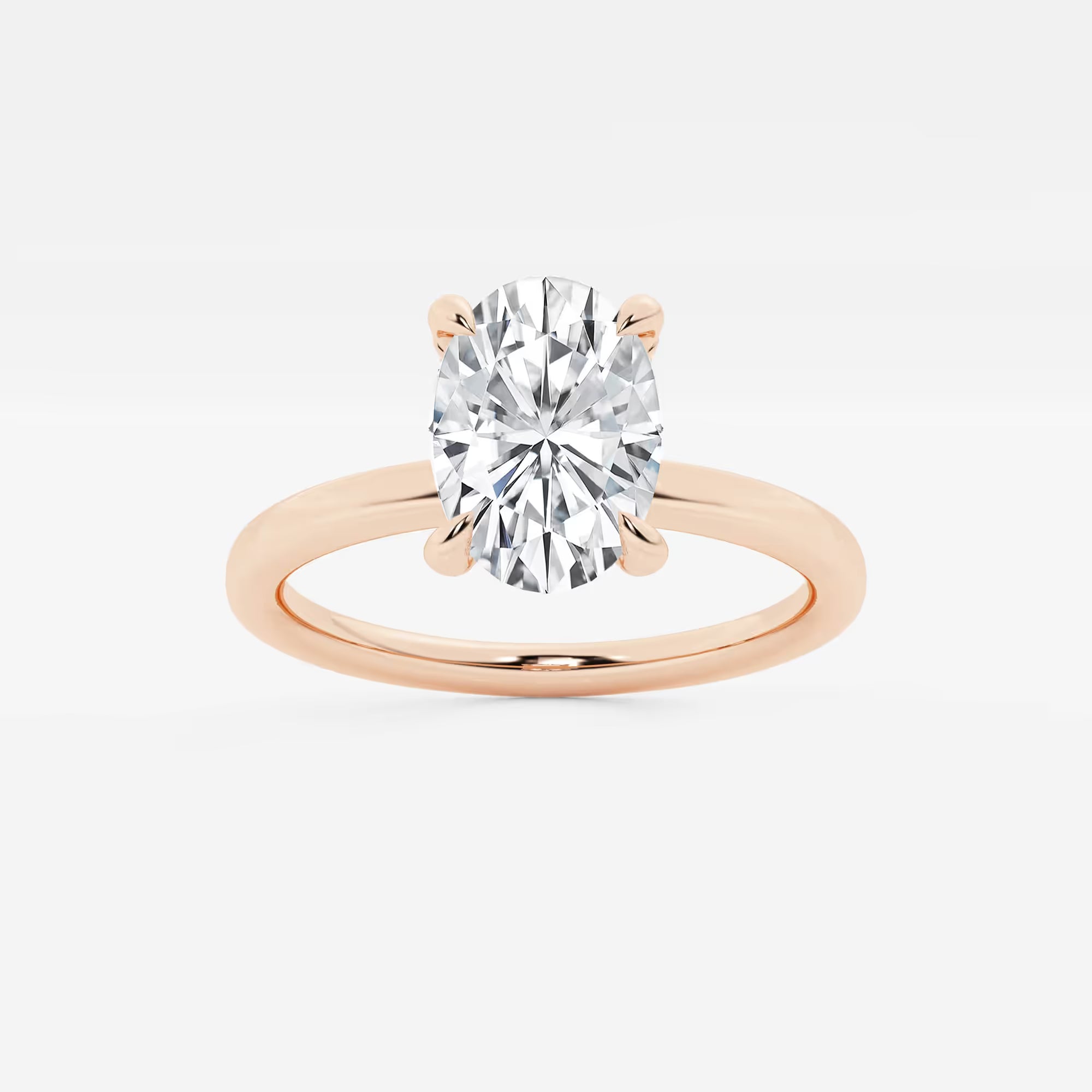 Liora Oval Lab Grown Diamond Pave Prong Solitaire Engagement Ring with Hidden Accents