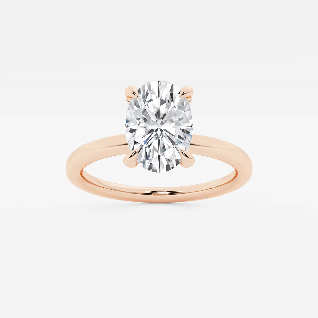 Liora Oval Lab Grown Diamond Pave Prong Solitaire Engagement Ring with Hidden Accents