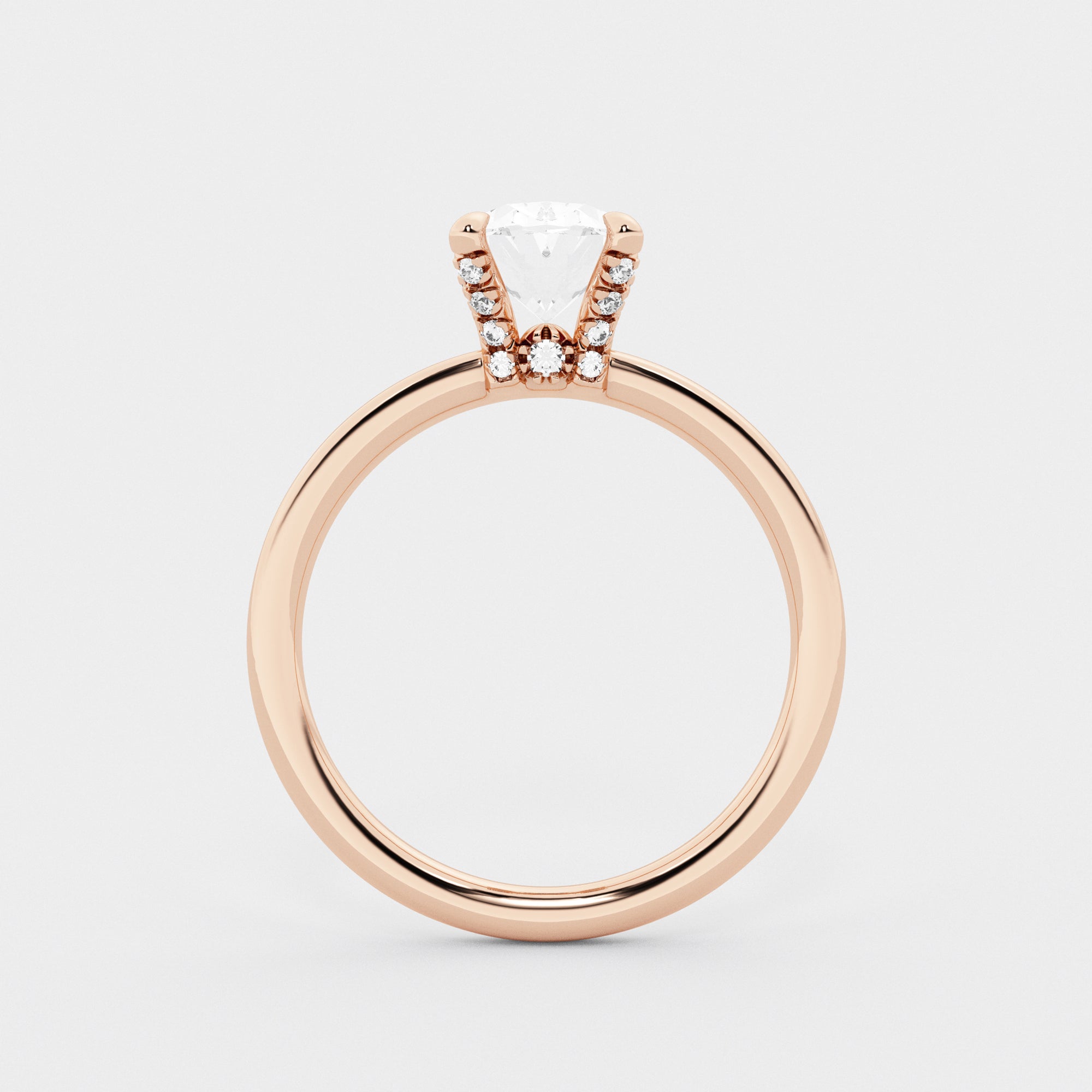 Liora Oval Lab Grown Diamond Pave Prong Solitaire Engagement Ring with Hidden Accents