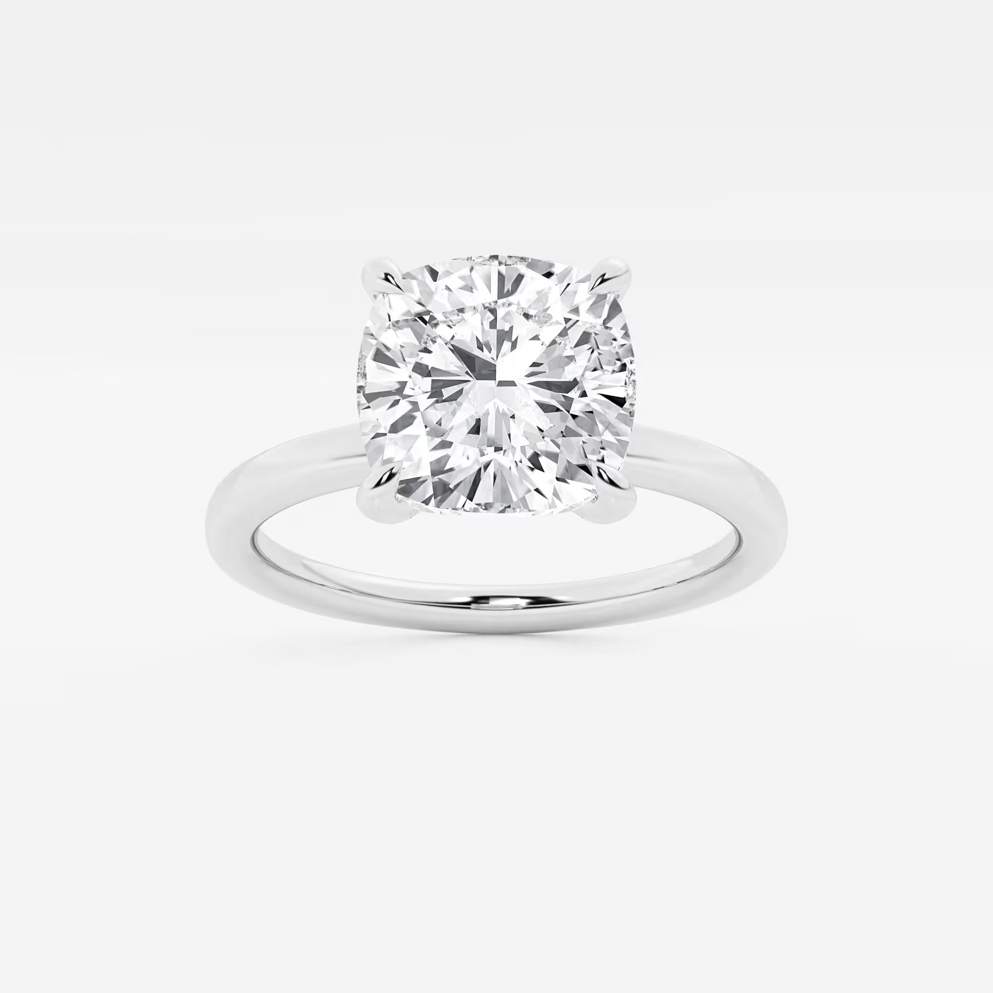 Seraphine Cushion Lab-Grown Diamond Pave Prong Solitaire Engagement Ring with Hidden Accents
