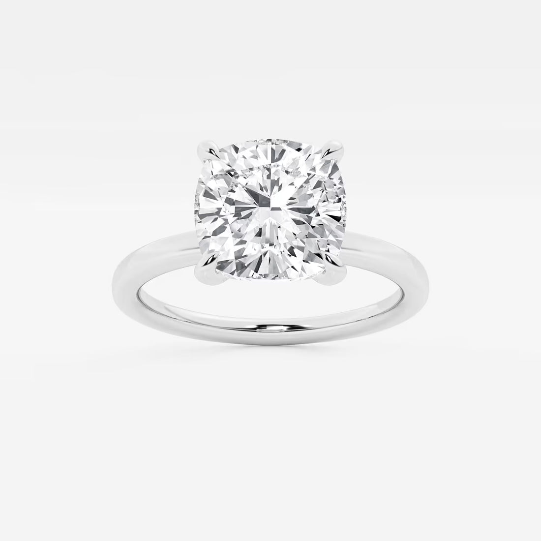 Seraphine Cushion Lab-Grown Diamond Pave Prong Solitaire Engagement Ring with Hidden Accents