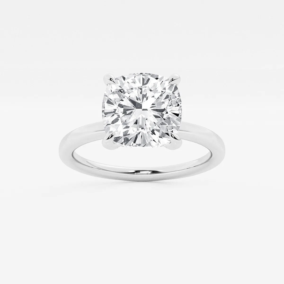 Seraphine Cushion Lab-Grown Diamond Pave Prong Solitaire Engagement Ring with Hidden Accents