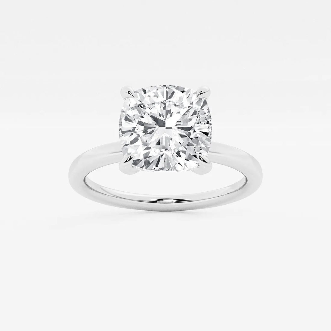 Seraphine Cushion Lab-Grown Diamond Pave Prong Solitaire Engagement Ring with Hidden Accents