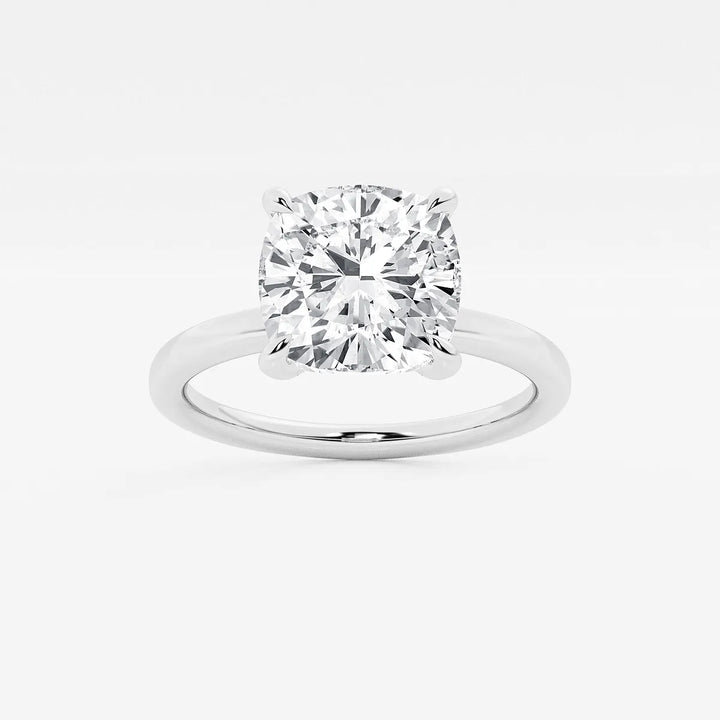 Seraphine Cushion Lab-Grown Diamond Pave Prong Solitaire Engagement Ring with Hidden Accents