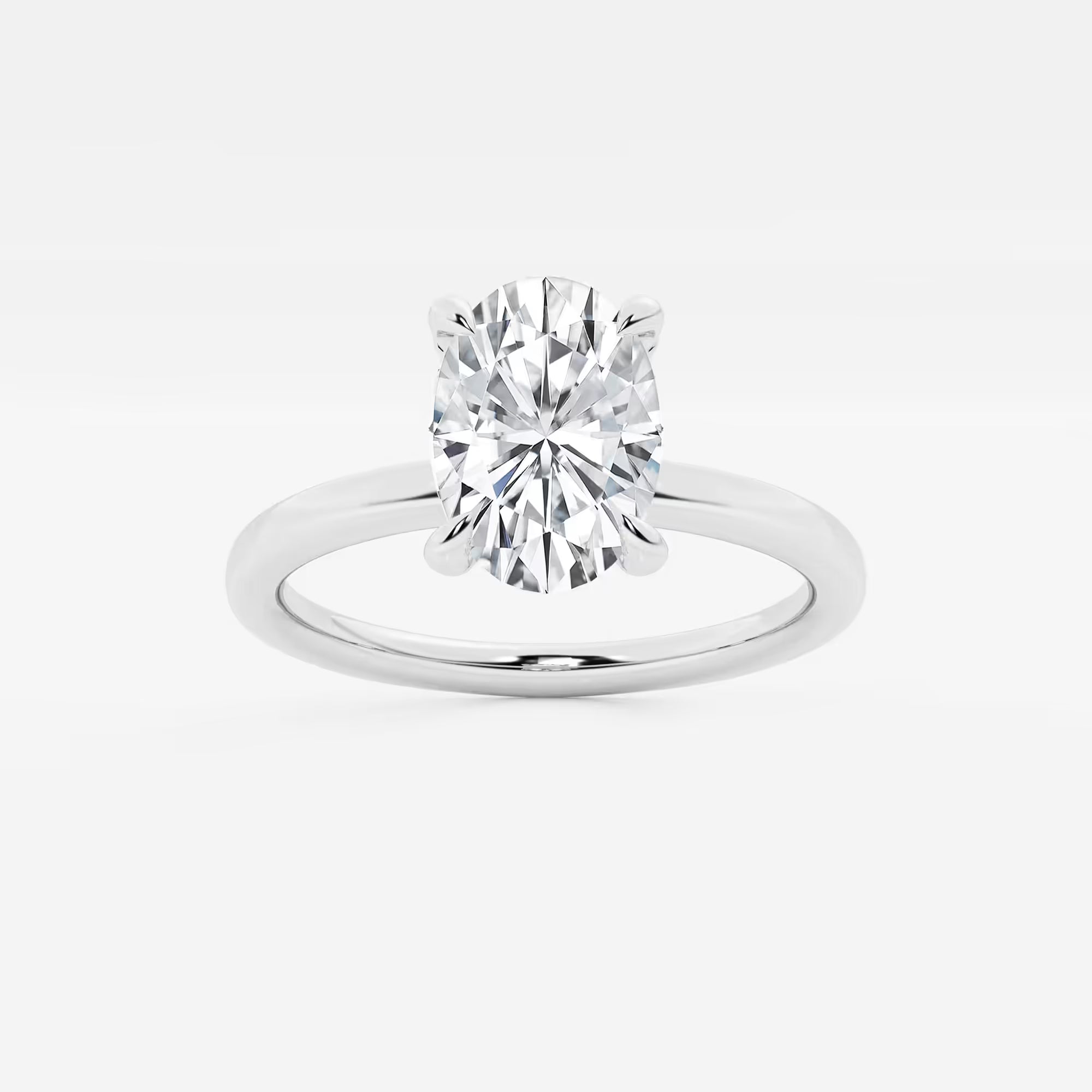 Liora Oval Lab Grown Diamond Pave Prong Solitaire Engagement Ring with Hidden Accents