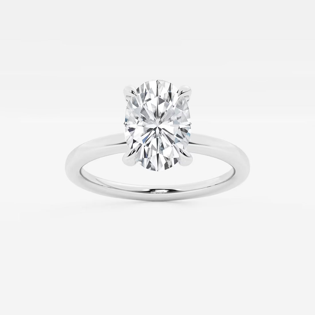 Liora Oval Lab Grown Diamond Pave Prong Solitaire Engagement Ring with Hidden Accents