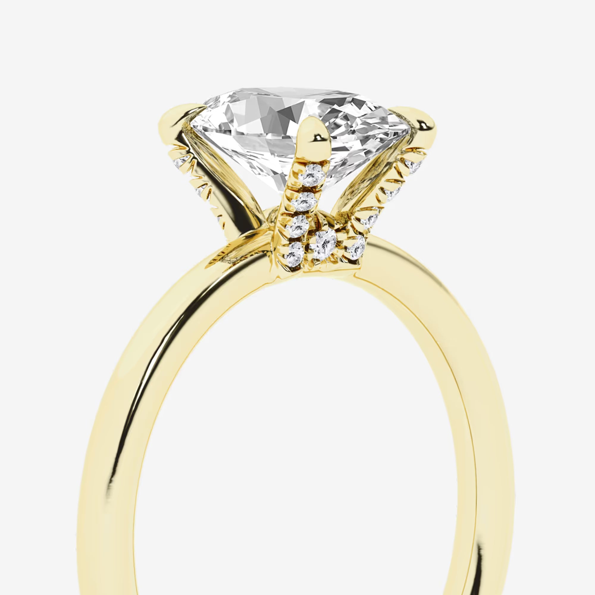 Liora Oval Lab Grown Diamond Pave Prong Solitaire Engagement Ring with Hidden Accents
