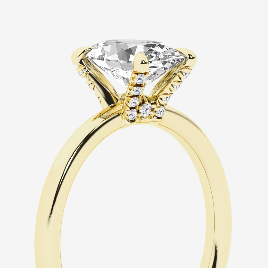 Liora Oval Lab Grown Diamond Pave Prong Solitaire Engagement Ring with Hidden Accents