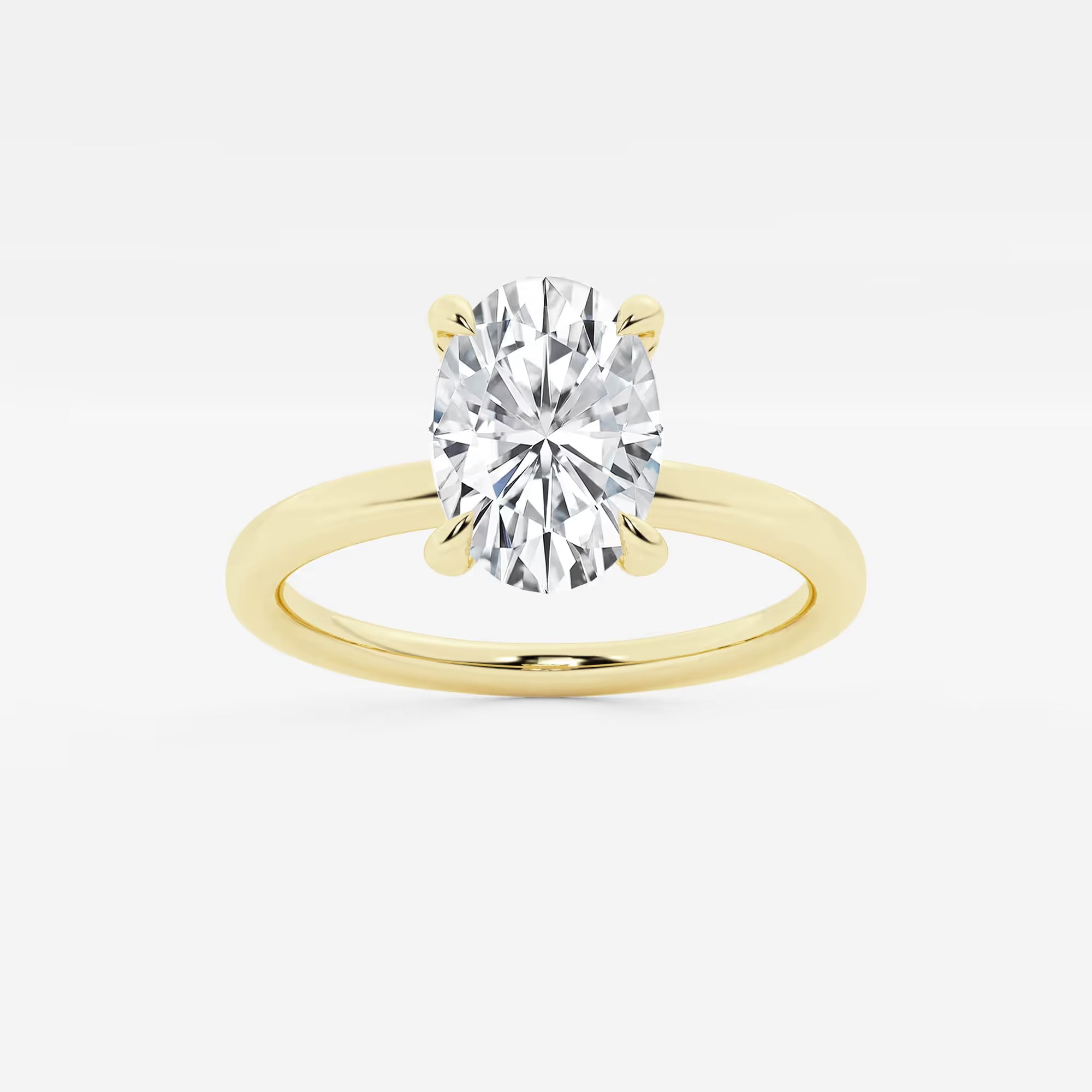 Liora Oval Lab Grown Diamond Pave Prong Solitaire Engagement Ring with Hidden Accents