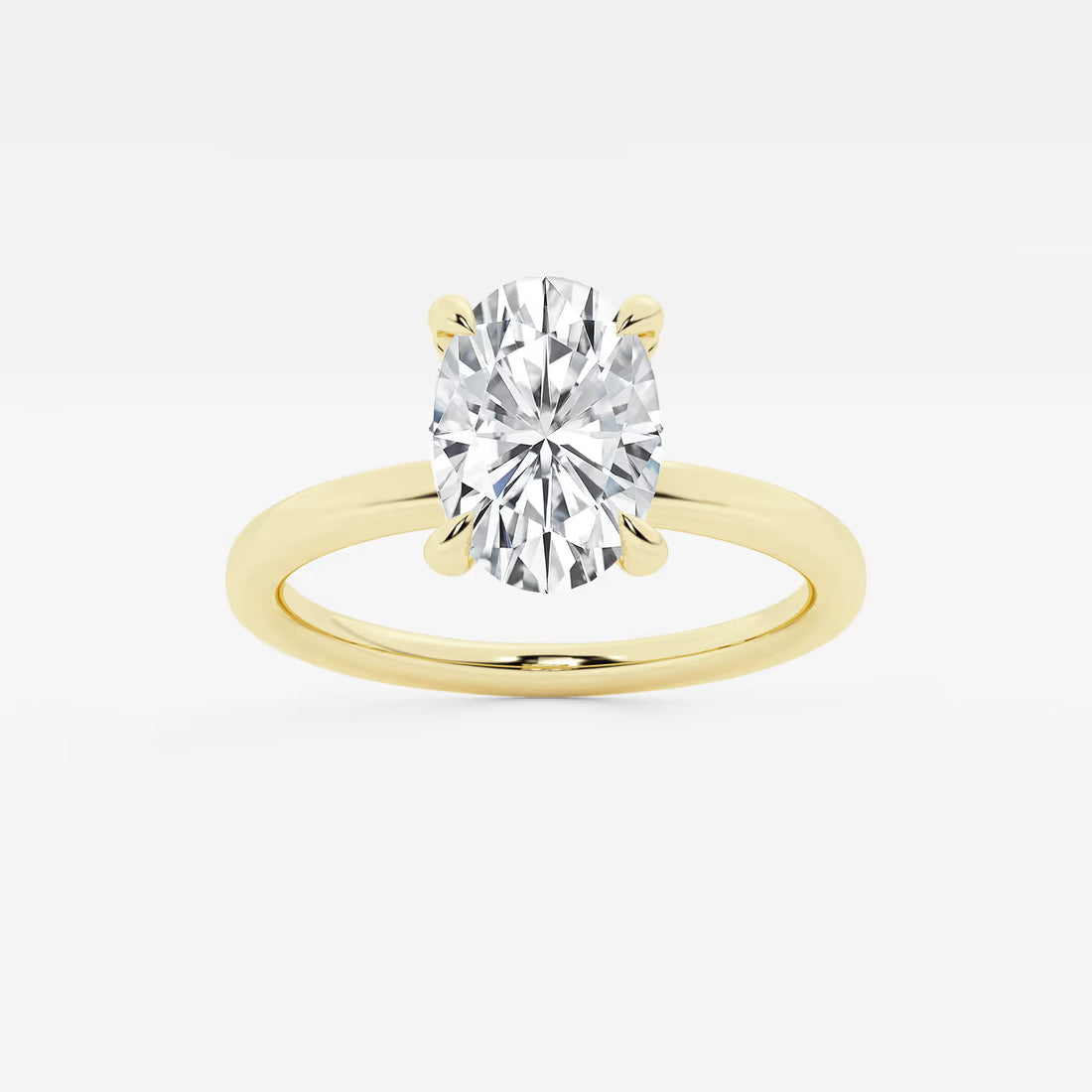 Liora Oval Lab Grown Diamond Pave Prong Solitaire Engagement Ring with Hidden Accents