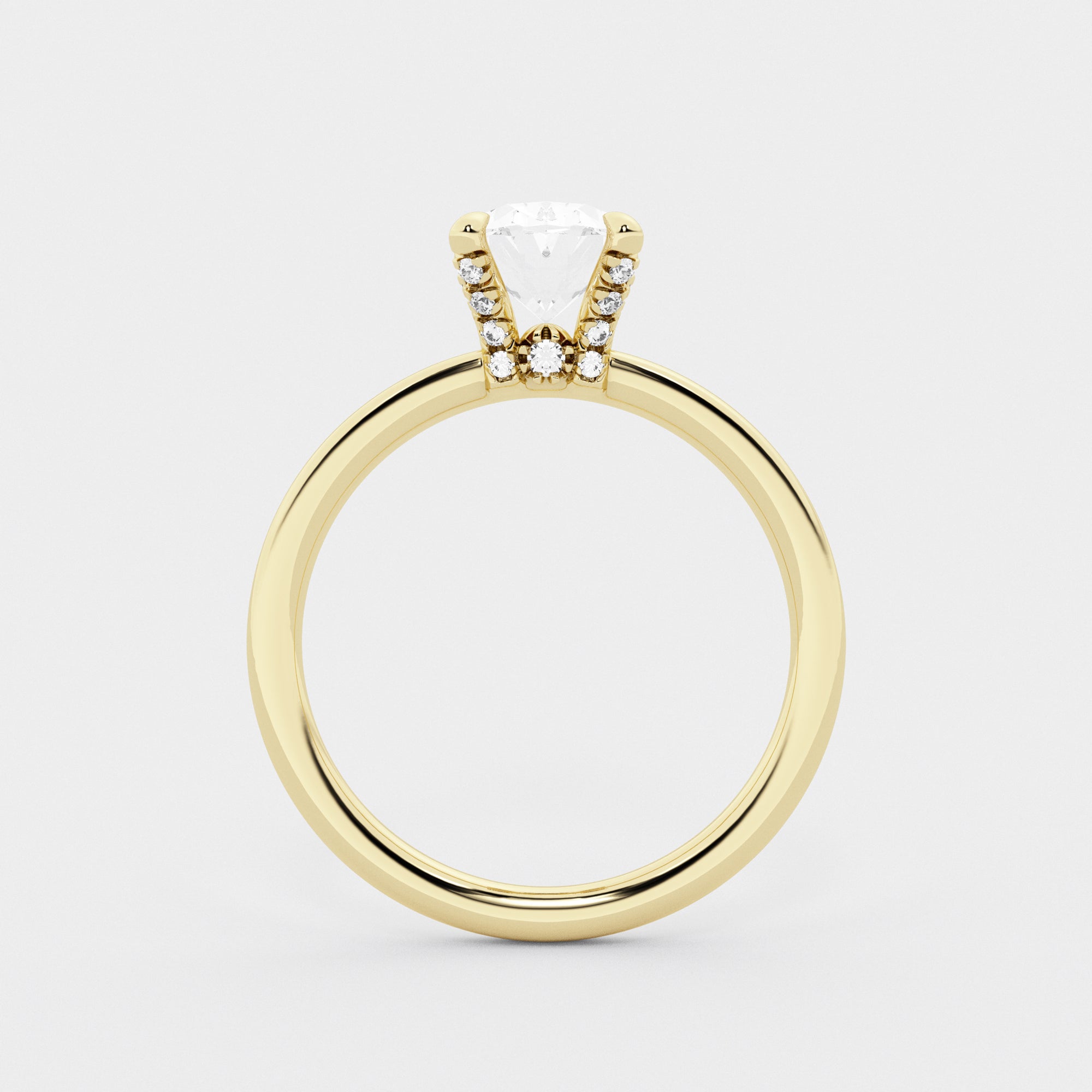 Liora Oval Lab Grown Diamond Pave Prong Solitaire Engagement Ring with Hidden Accents