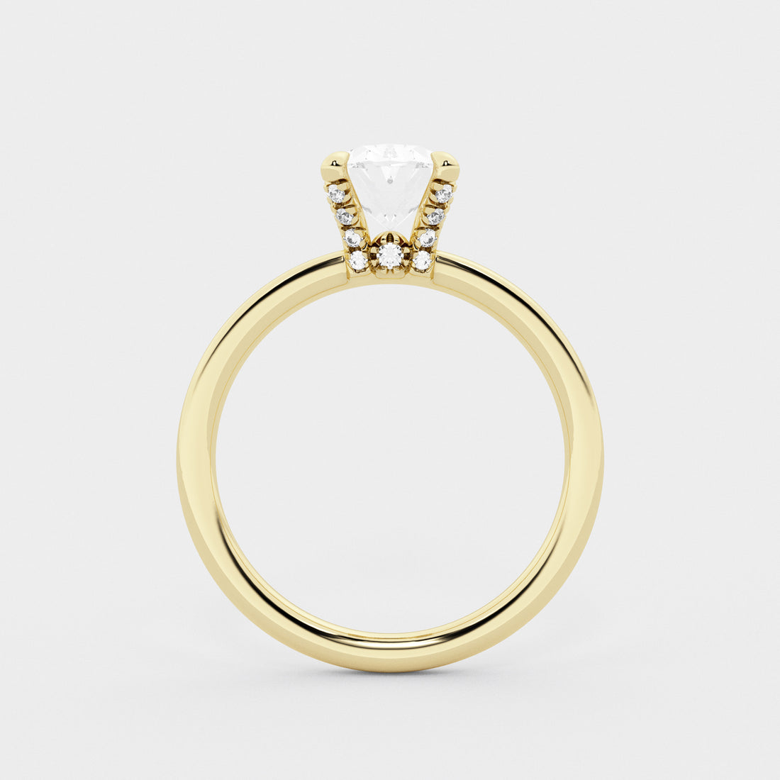 Liora Oval Lab Grown Diamond Pave Prong Solitaire Engagement Ring with Hidden Accents