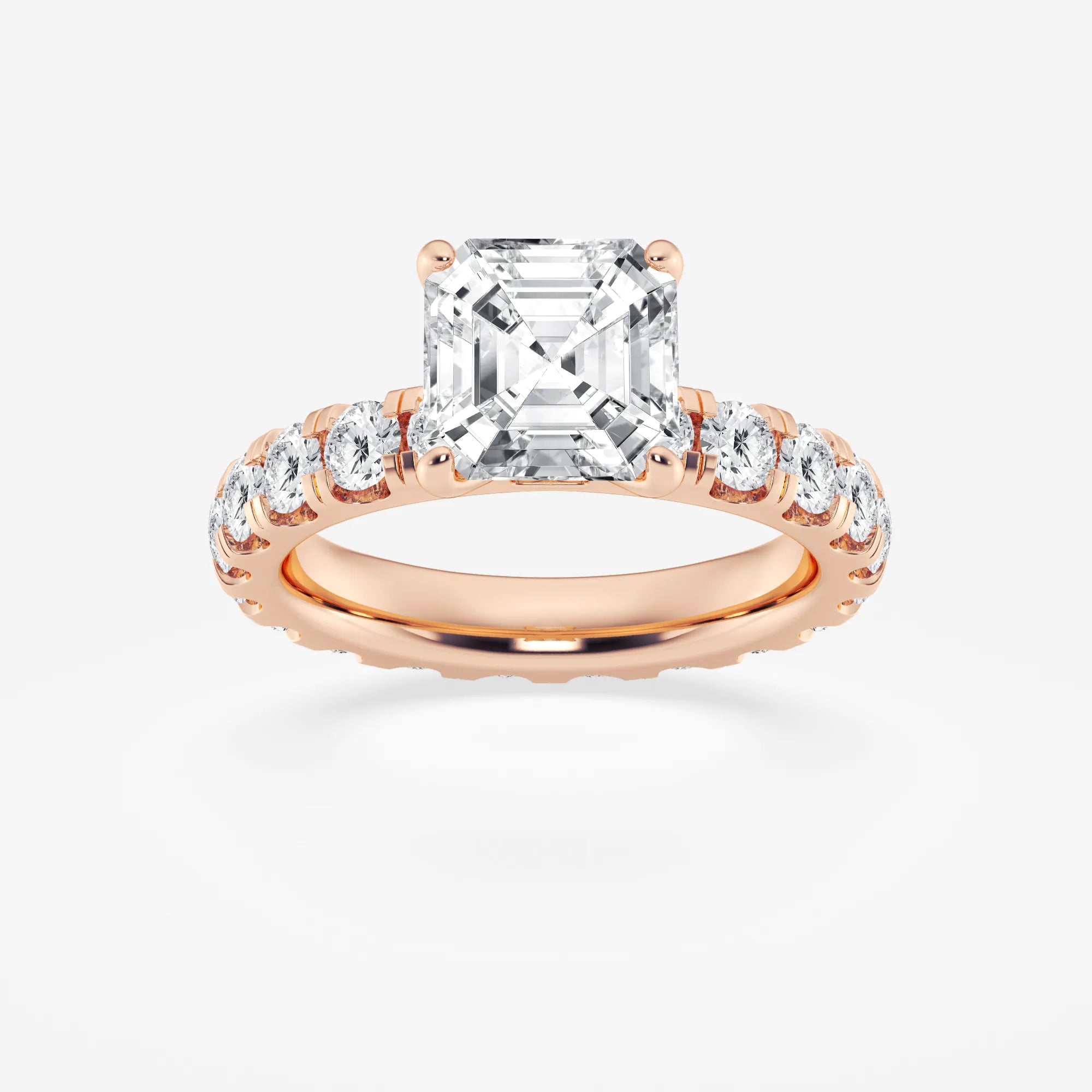 Asscher Lab Grown Diamond Side Stone Engagement Ring