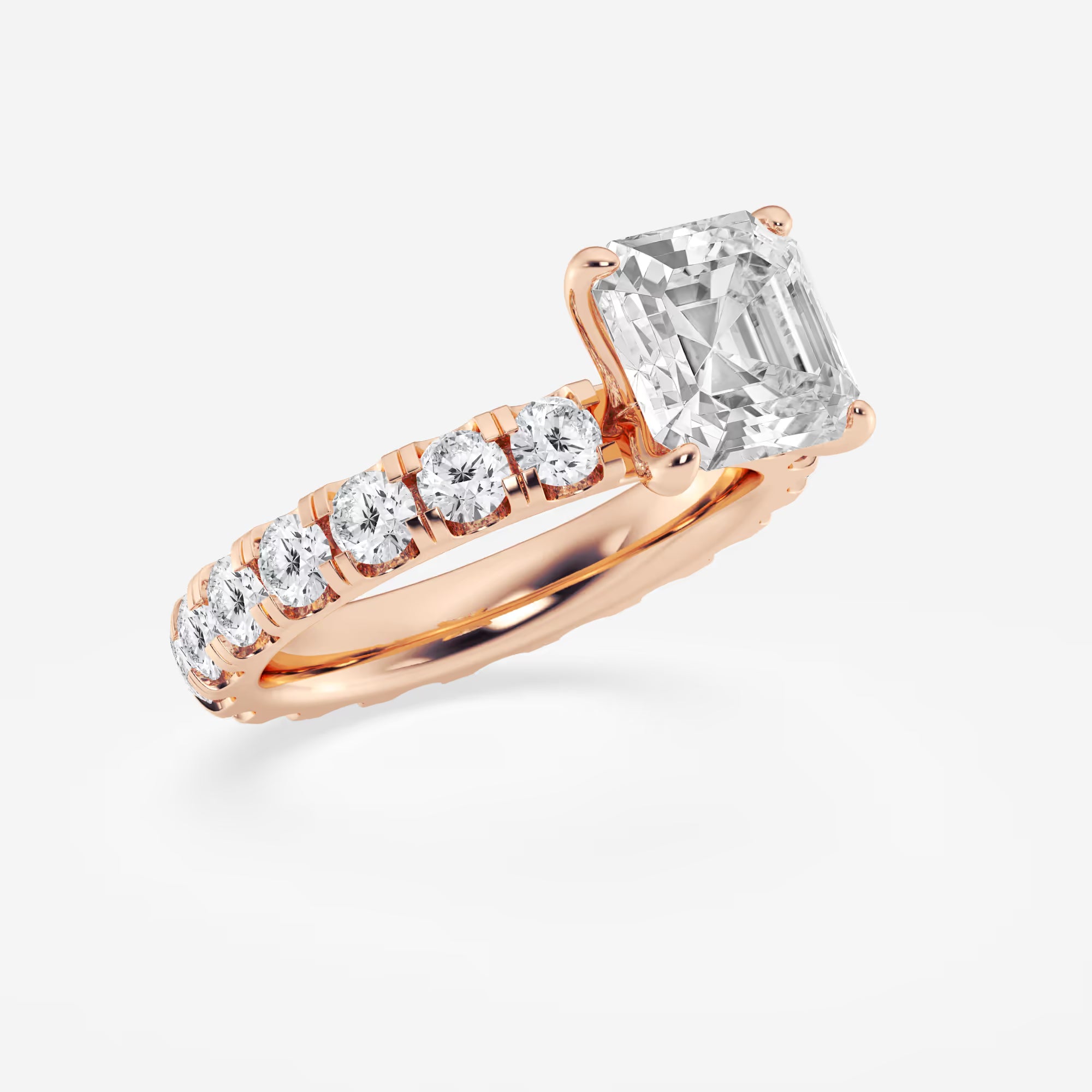 Asscher Lab Grown Diamond Eternity Solitaire Engagement Ring