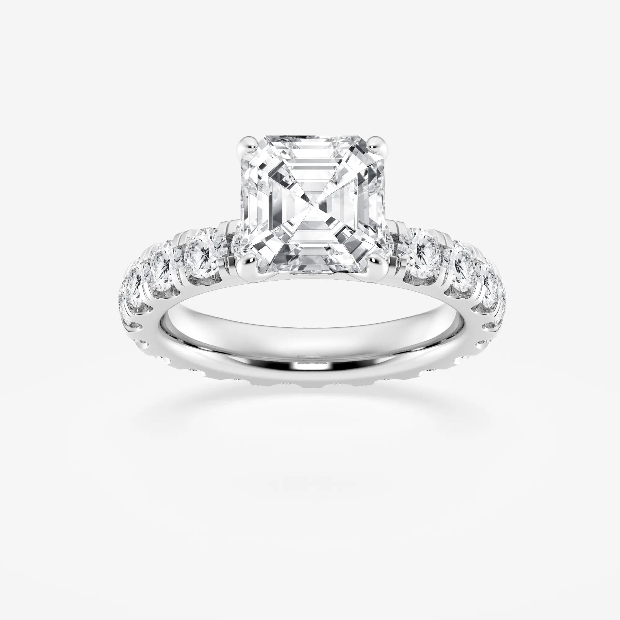 Asscher Lab Grown Diamond Eternity Solitaire Engagement Ring