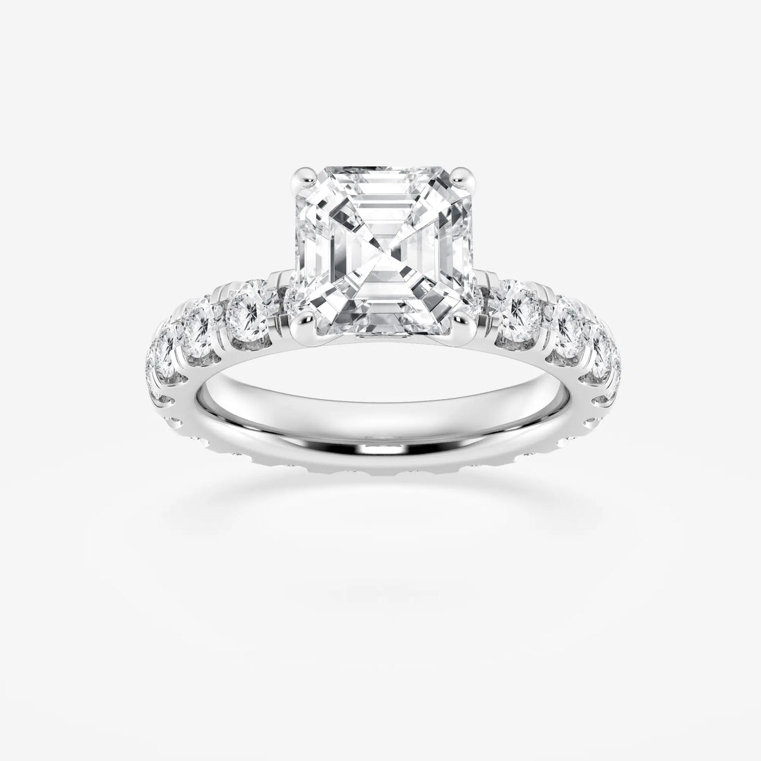 Asscher Lab Grown Diamond Eternity Solitaire Engagement Ring