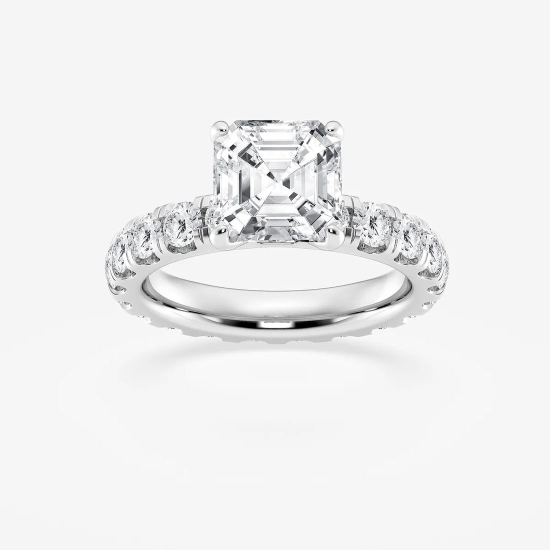 Asscher Lab Grown Diamond Eternity Solitaire Engagement Ring