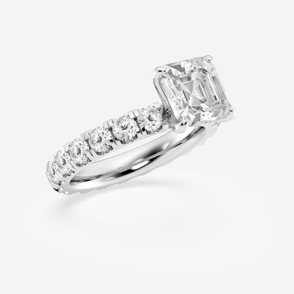 Asscher Lab Grown Diamond Eternity Solitaire Engagement Ring