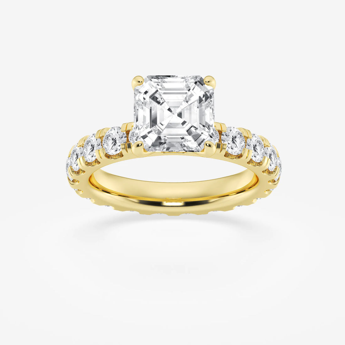 Asscher Lab Grown Diamond Side Stone Engagement Ring