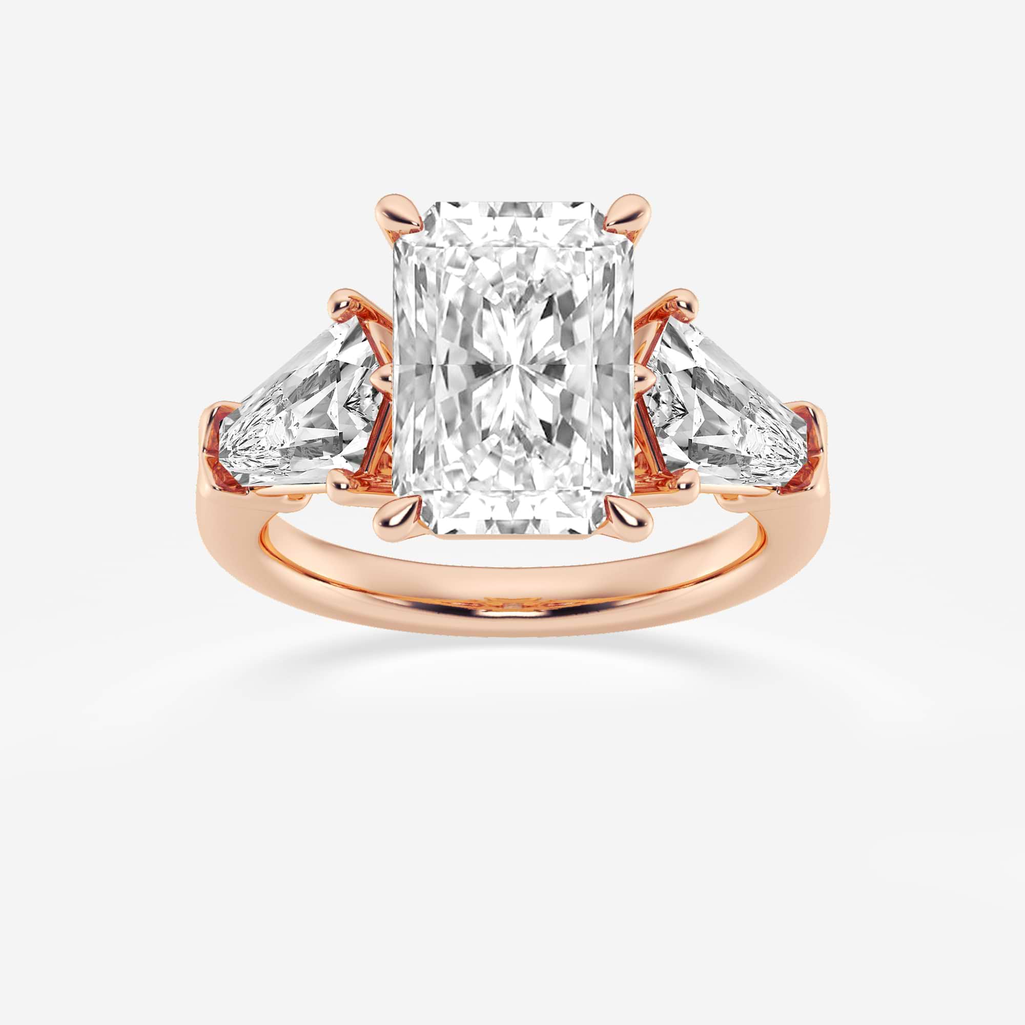 Seraphine Radiant Lab-Grown Diamond Solitaire Engagement Ring with Shield Side Stones