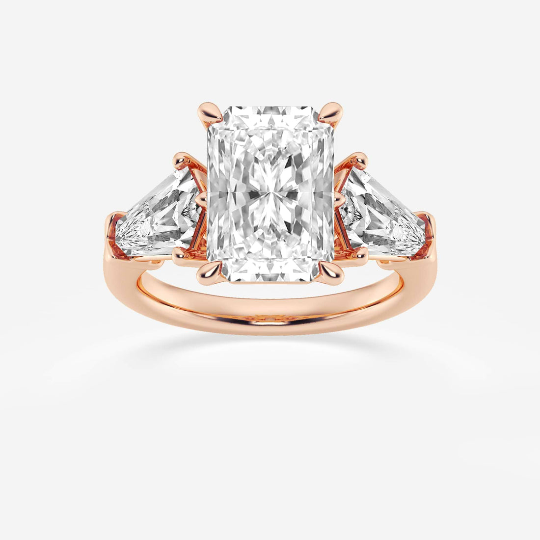 Seraphine Radiant Lab-Grown Diamond Solitaire Engagement Ring with Shield Side Stones