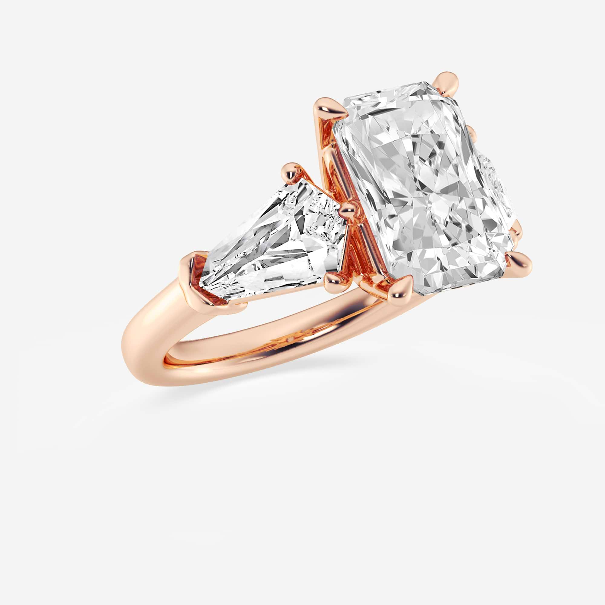 Seraphine Radiant Lab-Grown Diamond Solitaire Engagement Ring with Shield Side Stones
