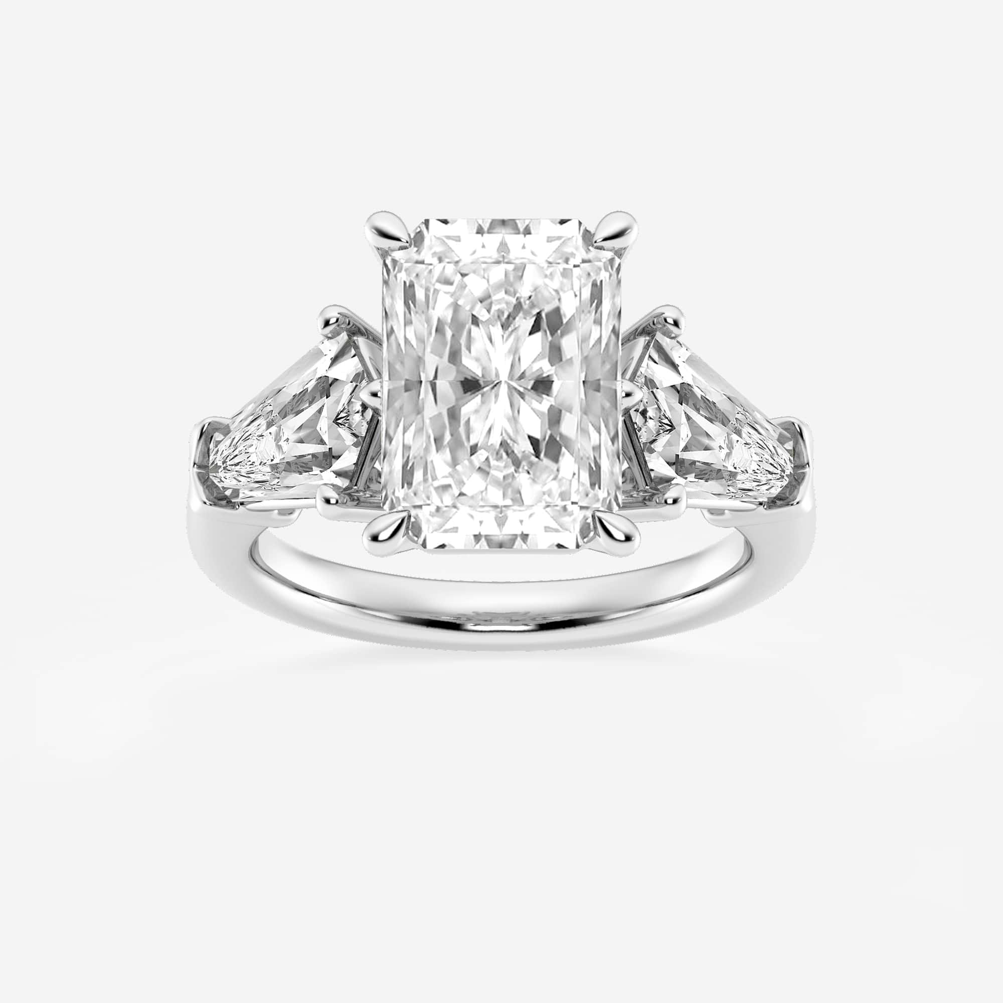 Seraphine Radiant Lab-Grown Diamond Solitaire Engagement Ring with Shield Side Stones