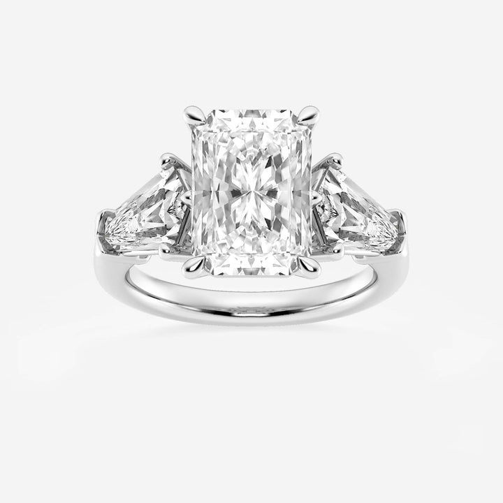 Seraphine Radiant Lab-Grown Diamond Solitaire Engagement Ring with Shield Side Stones