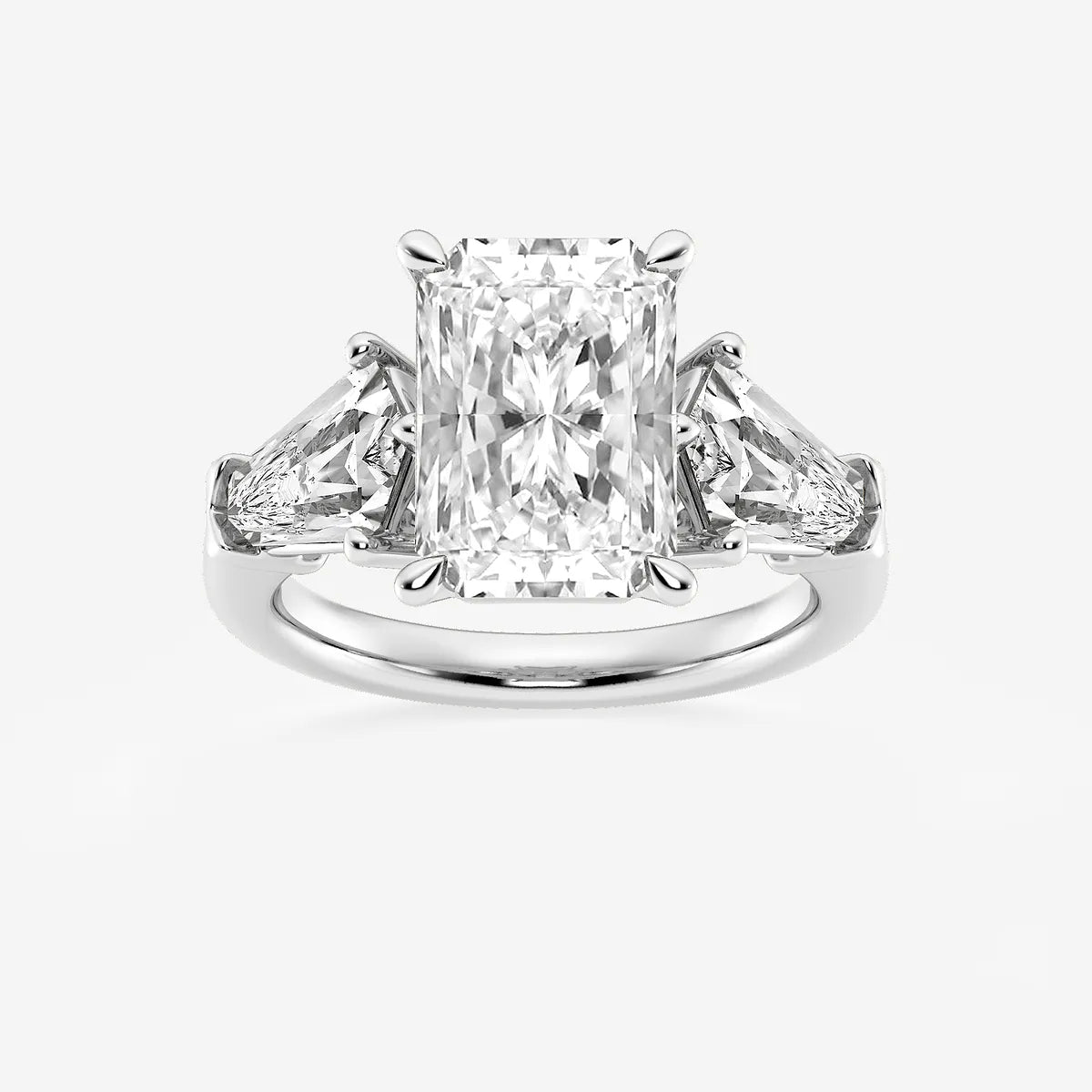 Seraphine Radiant Lab-Grown Diamond Solitaire Engagement Ring with Shield Side Stones