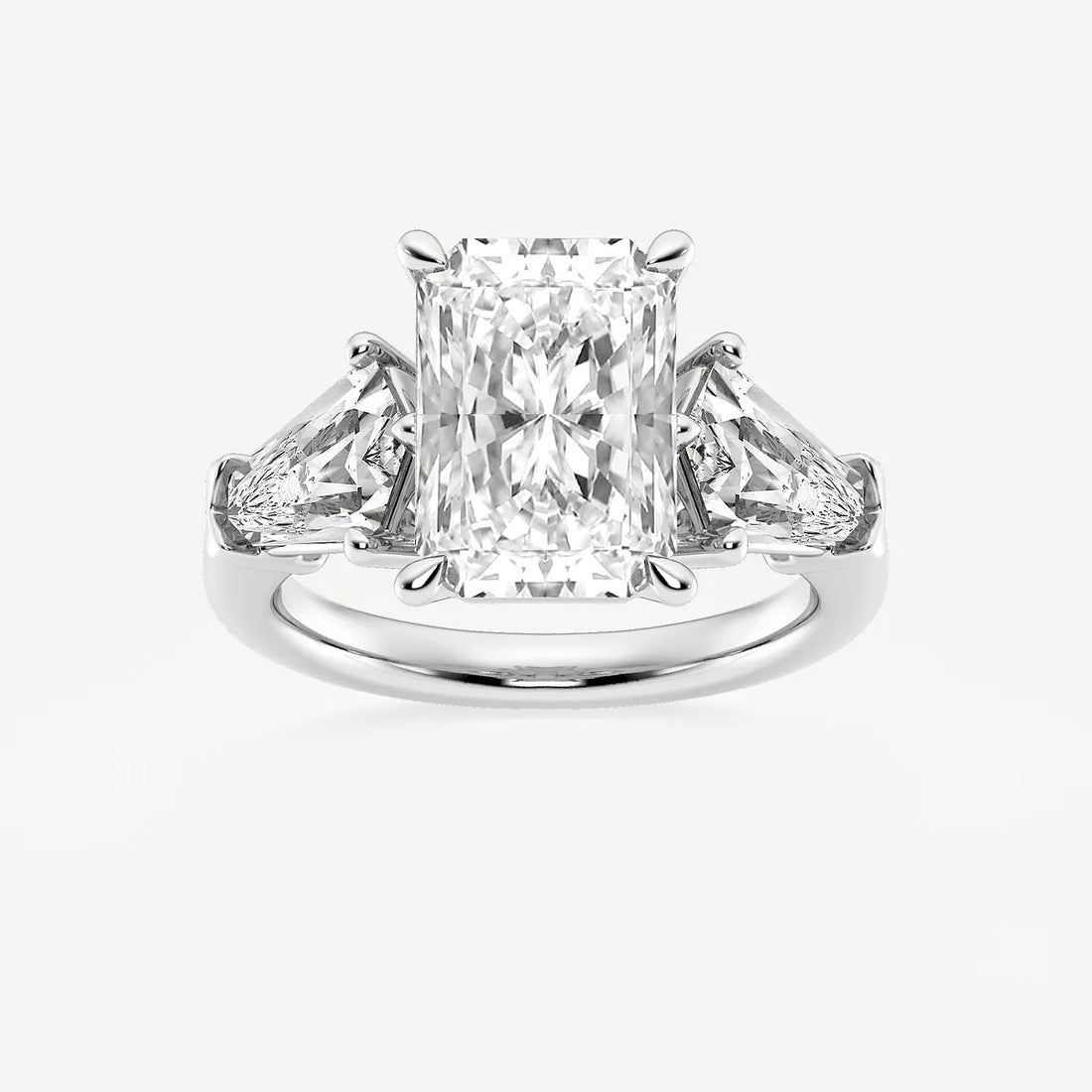 Seraphine Radiant Lab-Grown Diamond Solitaire Engagement Ring with Shield Side Stones