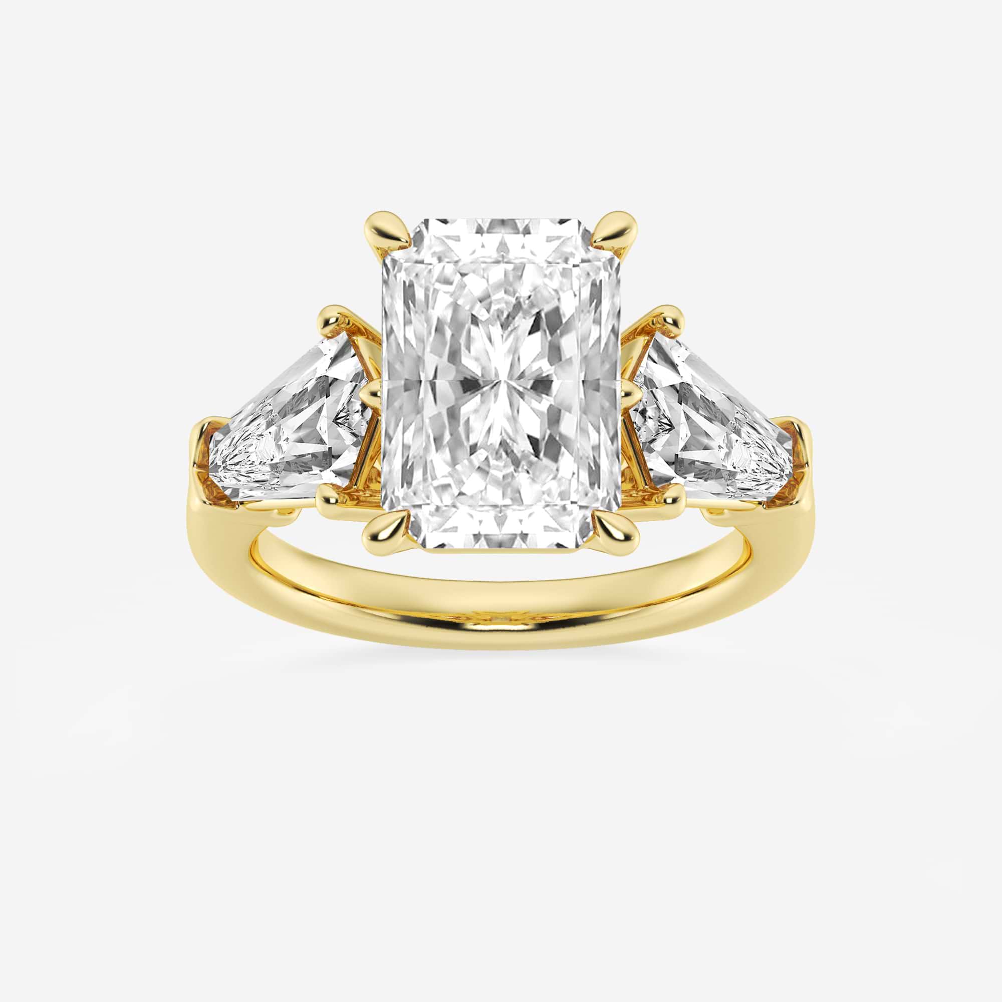 Seraphine Radiant Lab-Grown Diamond Solitaire Engagement Ring with Shield Side Stones