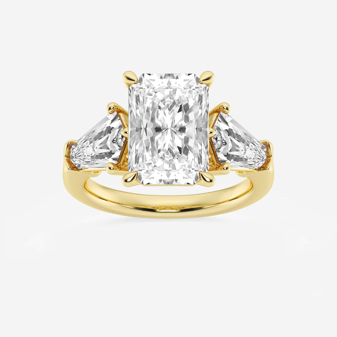 Seraphine Radiant Lab-Grown Diamond Solitaire Engagement Ring with Shield Side Stones