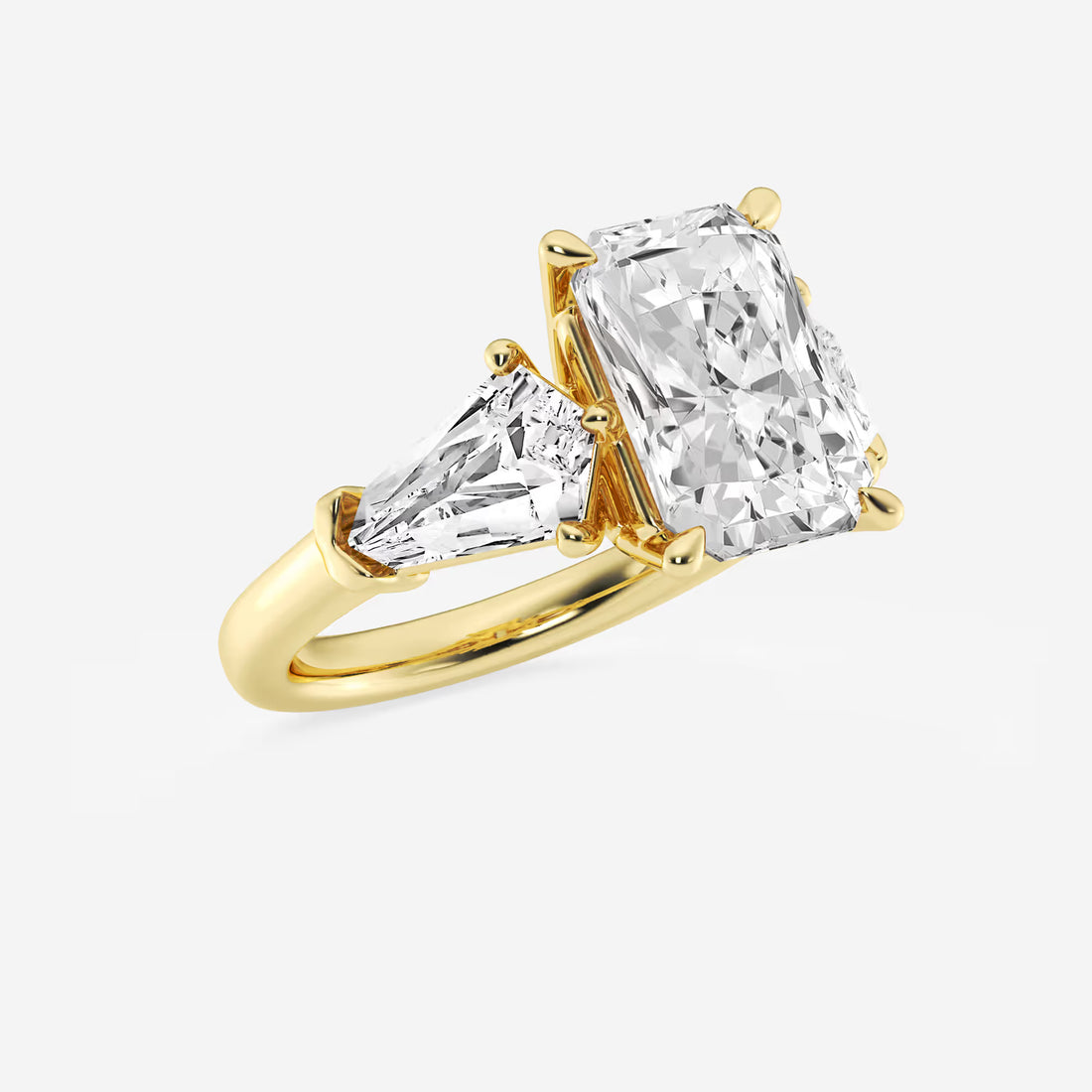 Seraphine Radiant Lab-Grown Diamond Solitaire Engagement Ring with Shield Side Stones