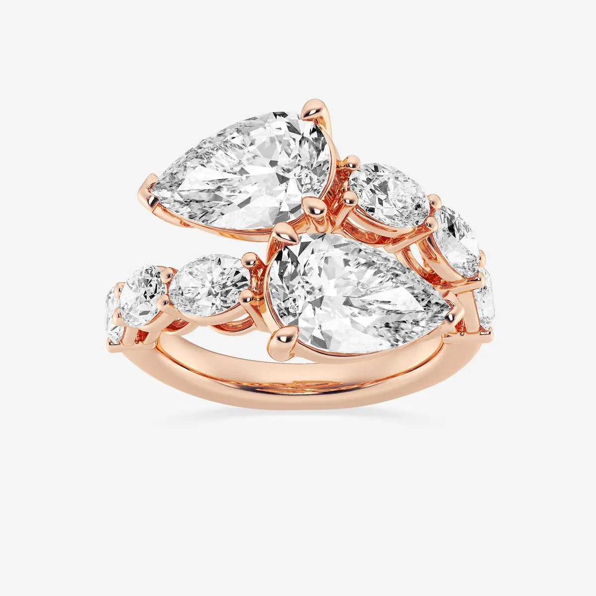 Velouria Pear & Oval Lab-Grown Diamond East-West Bypass Ring