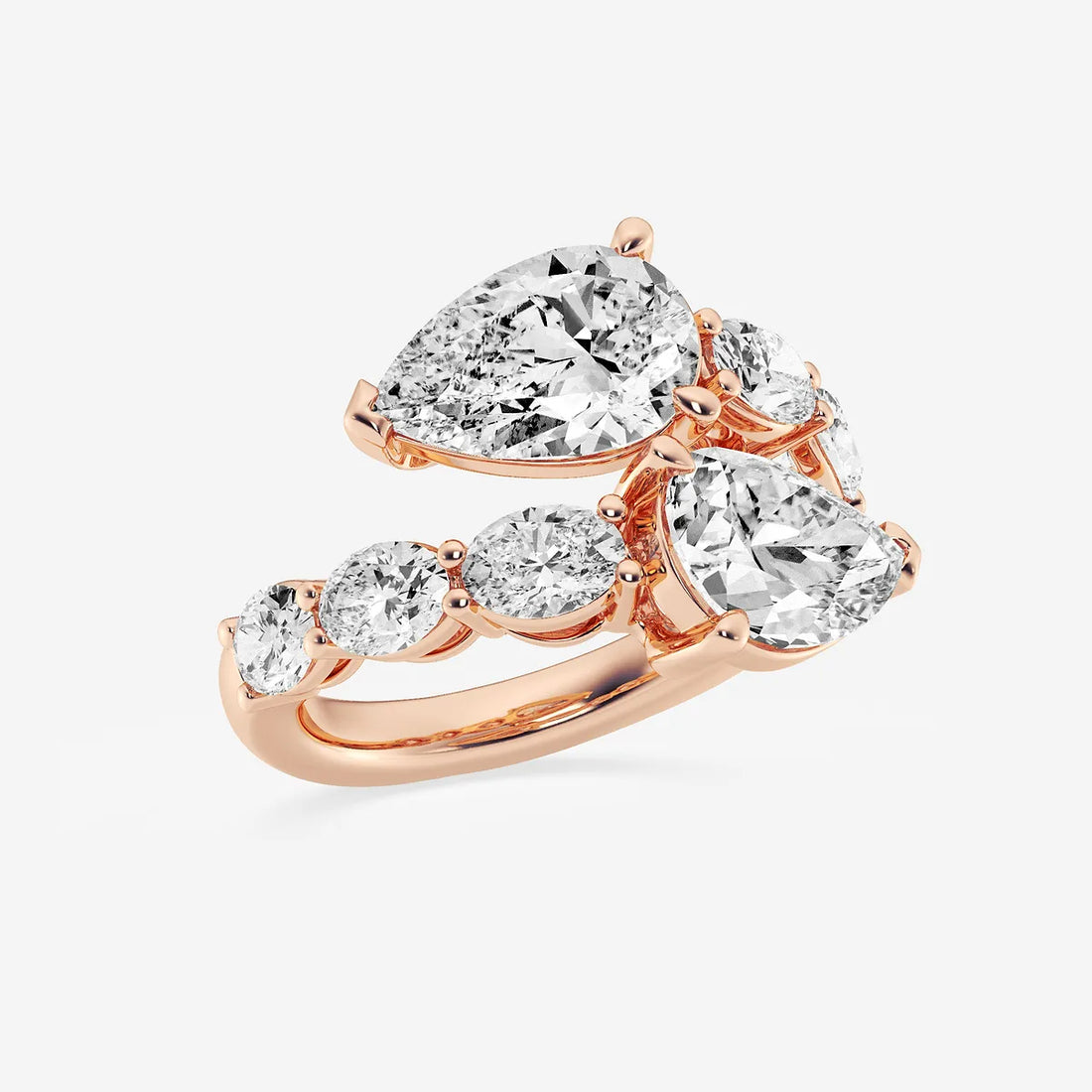 Velouria Pear & Oval Lab-Grown Diamond East-West Bypass Ring