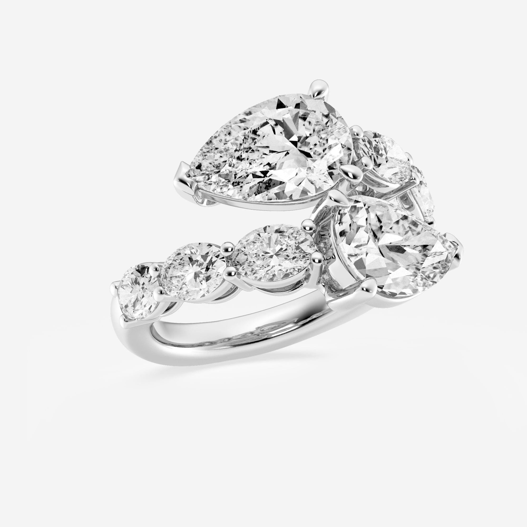 Velouria Pear & Oval Lab-Grown Diamond East-West Bypass Ring