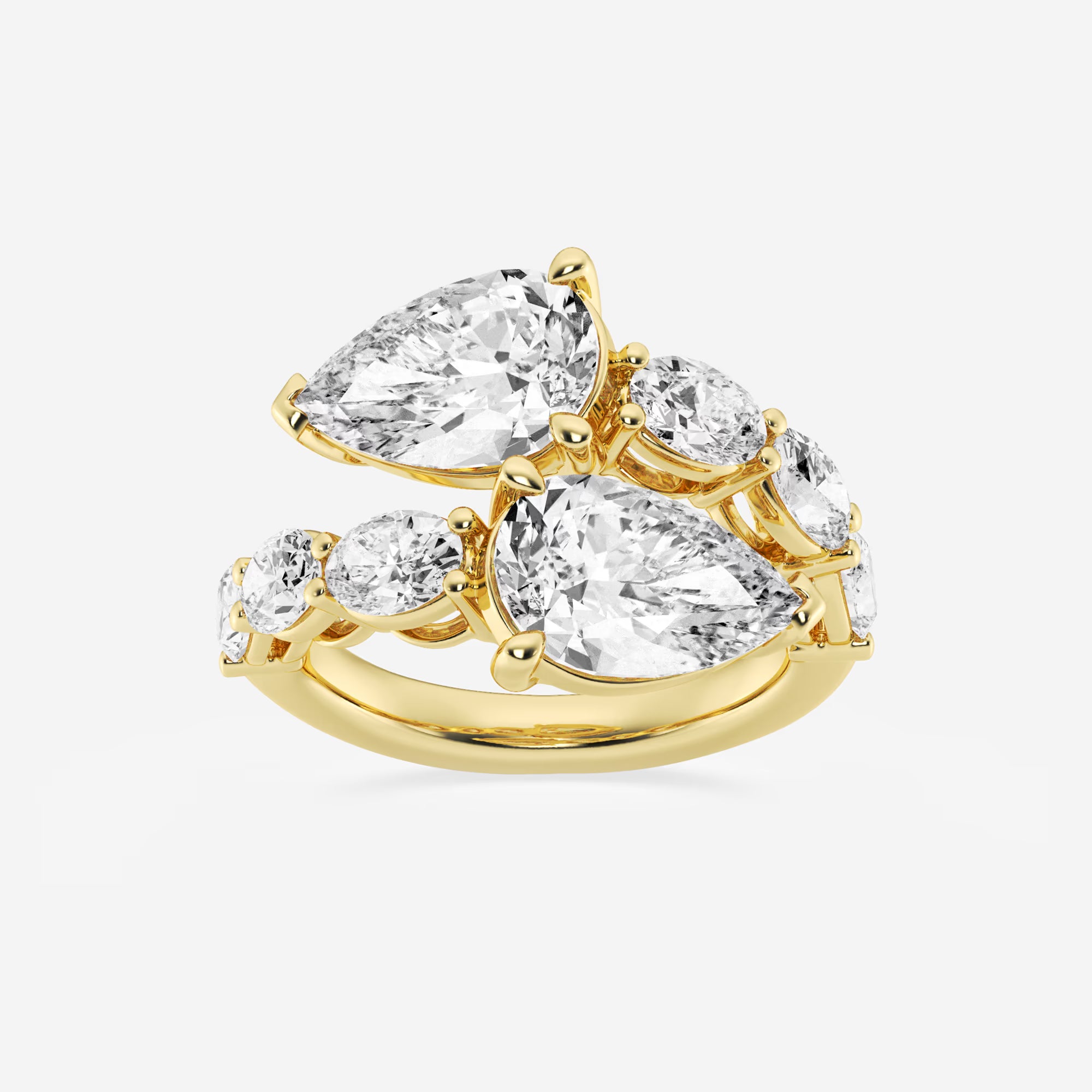 Velouria Pear & Oval Lab-Grown Diamond East-West Bypass Ring
