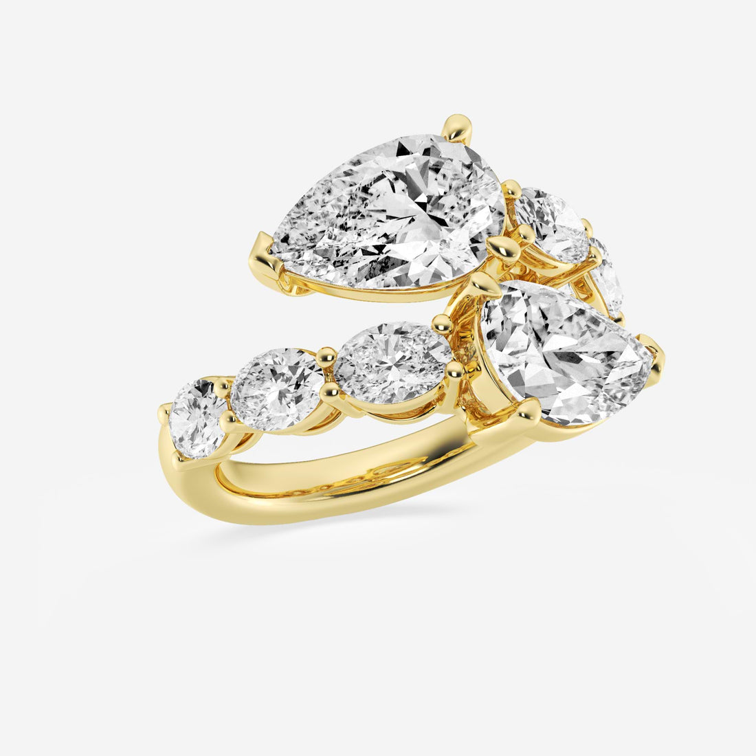 Velouria Pear & Oval Lab-Grown Diamond East-West Bypass Ring