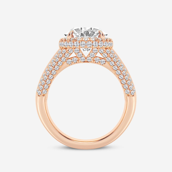 Valerra Oval Lab Grown Diamond Engagement Ring with Round and Baguette Side Accents