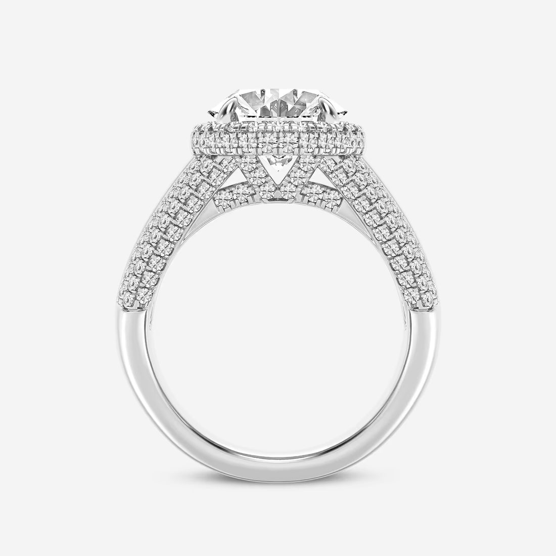 Valerra Oval Lab Grown Diamond Engagement Ring with Round and Baguette Side Accents
