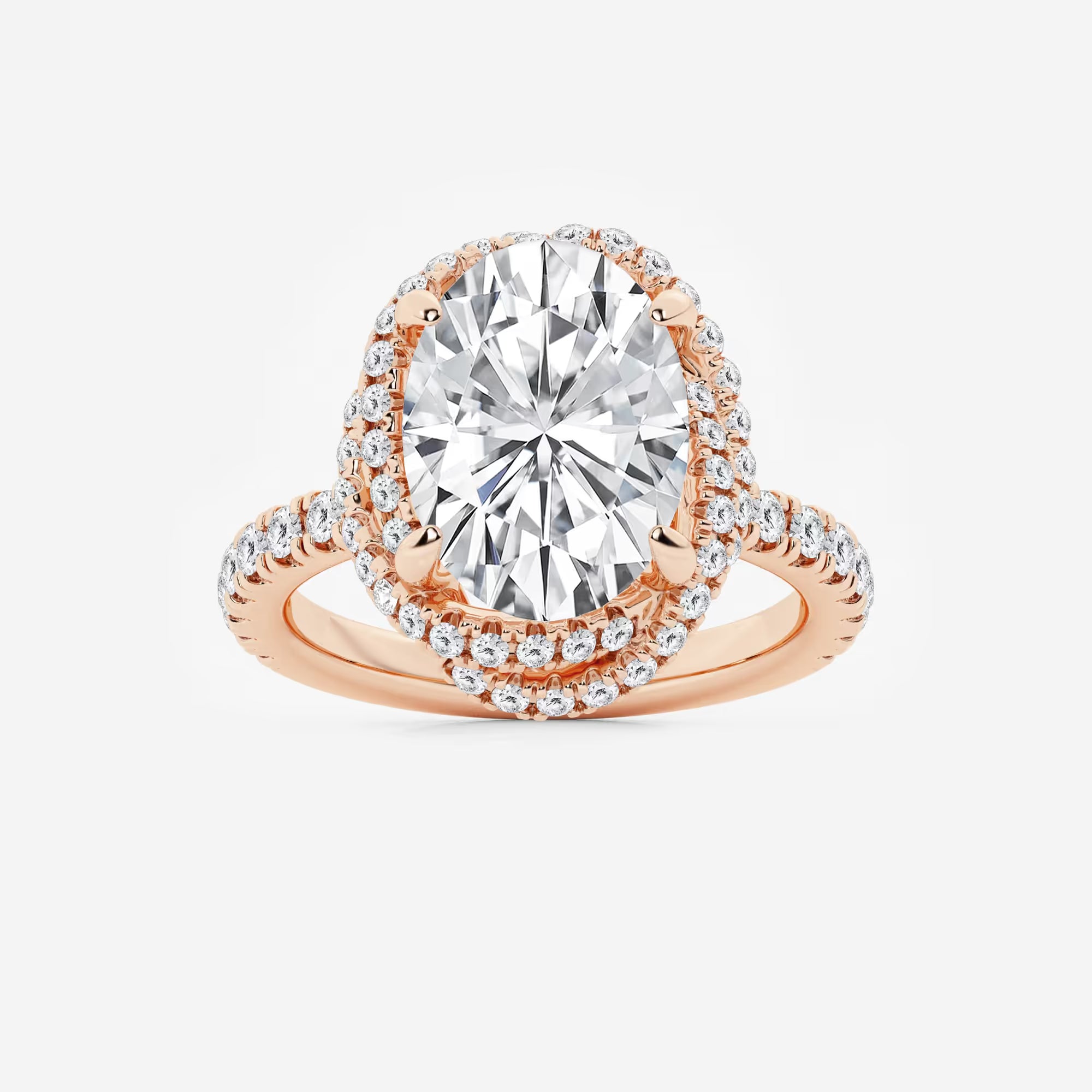 Round Cut Lab-Grown Diamond Braided Halo Engagement Ring with Micro Pavé Shank