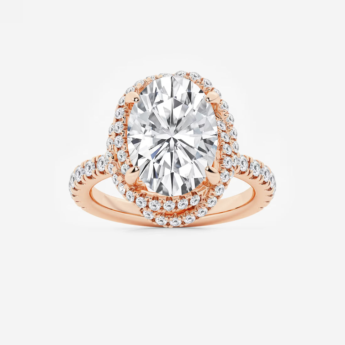 Round Cut Lab-Grown Diamond Braided Halo Engagement Ring with Micro Pavé Shank