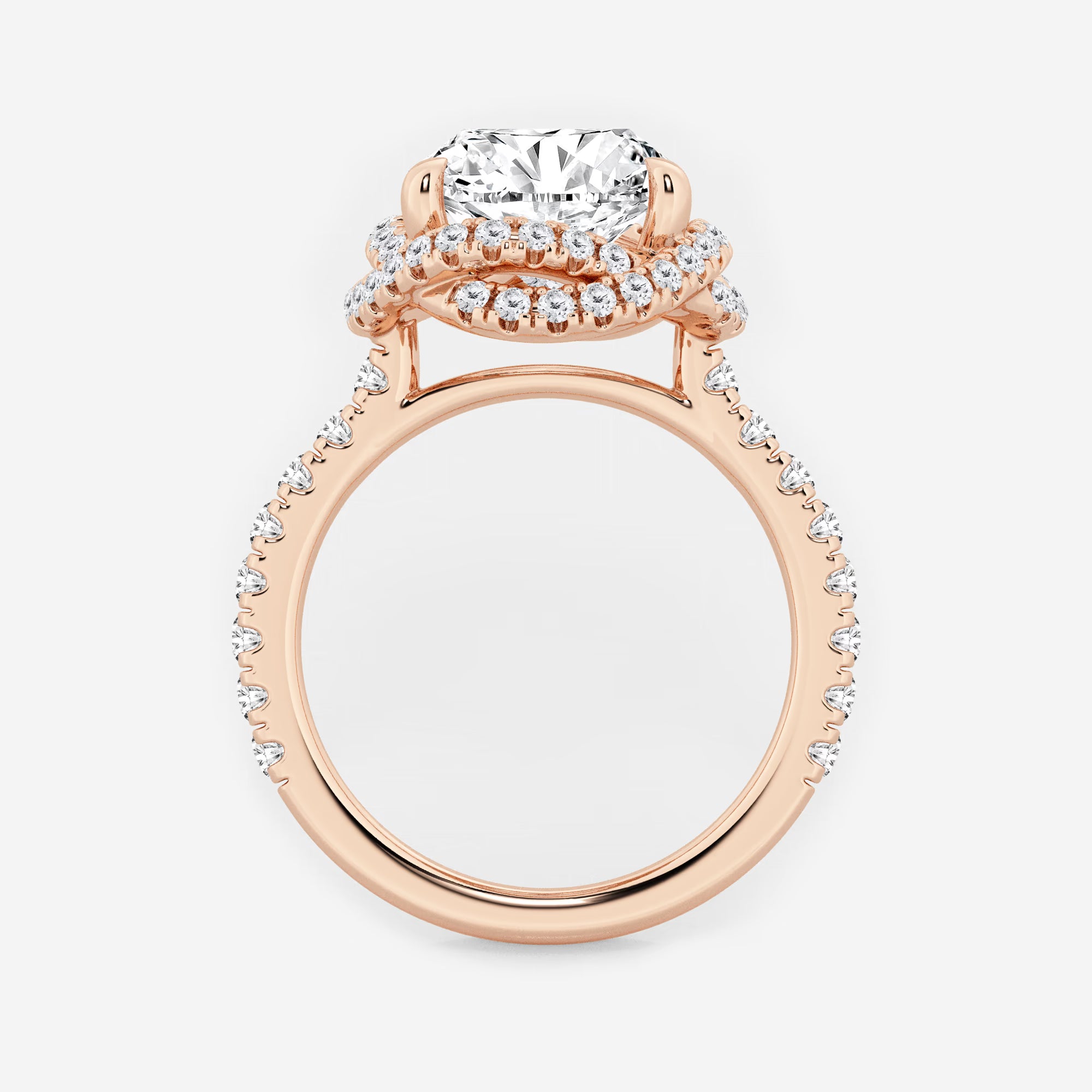 Round Cut Lab-Grown Diamond Braided Halo Engagement Ring with Micro Pavé Shank