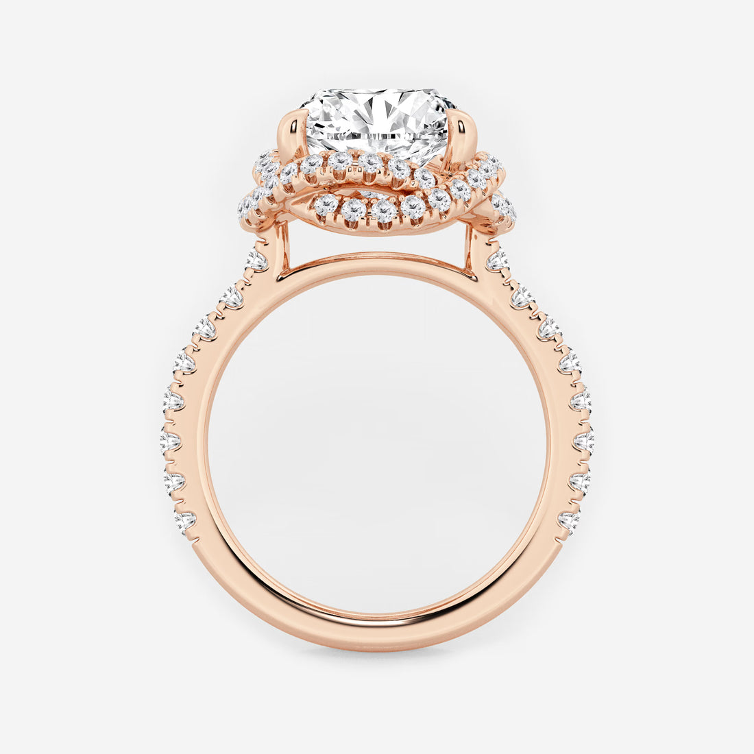Round Cut Lab-Grown Diamond Braided Halo Engagement Ring with Micro Pavé Shank