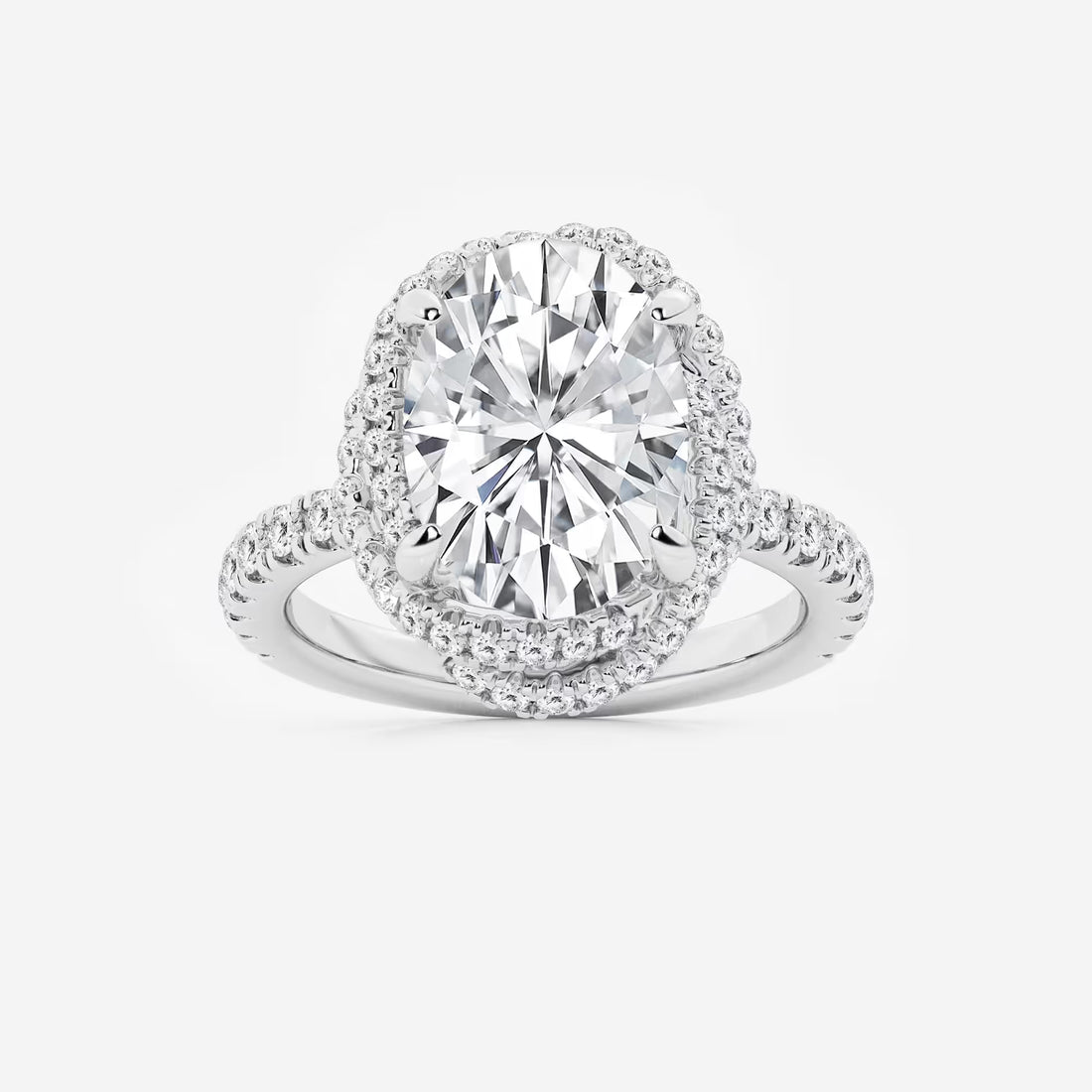 Round Cut Lab-Grown Diamond Braided Halo Engagement Ring with Micro Pavé Shank