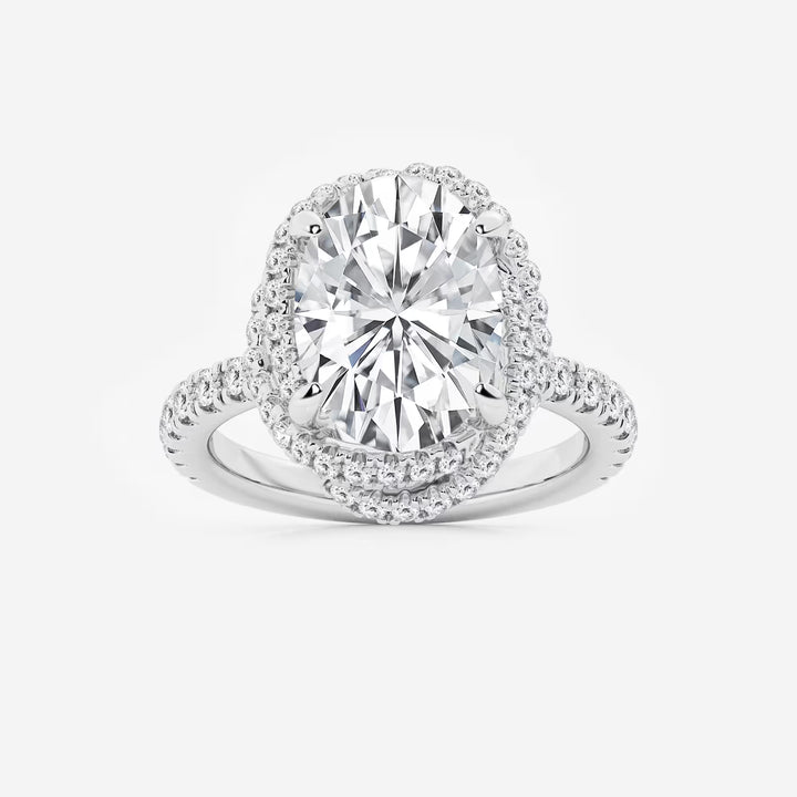 Round Cut Lab-Grown Diamond Braided Halo Engagement Ring with Micro Pavé Shank